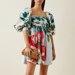 🌙 OSCAR DE LA RENTA PAINTED PUFF SLEEVE DRESS 🌙